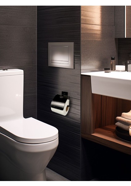 Yapışkanlı Kolay Monte Kapaklı Siyah Wc Kağıtlık