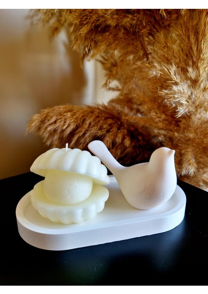 3'lü Dekoratif Mum Set - Beyaz & Hediyelik Dekor & Dekoratif Obje Seti & Inci Mum fiyatları