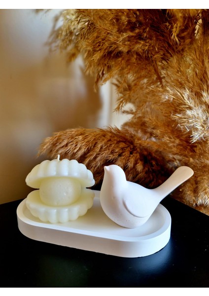 3'lü Dekoratif Mum Set - Beyaz & Hediyelik Dekor & Dekoratif Obje Seti & Inci Mum modelleri