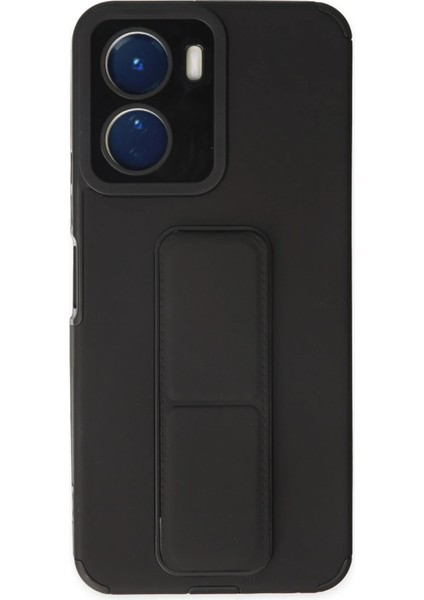 Vivo Y16 Kılıf Mega Standlı Silikon - Siyah Zrnet