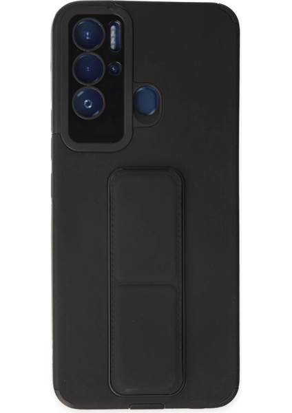 Tecno Pova Neo Kılıf Mega Standlı Silikon - Siyah Zrnet