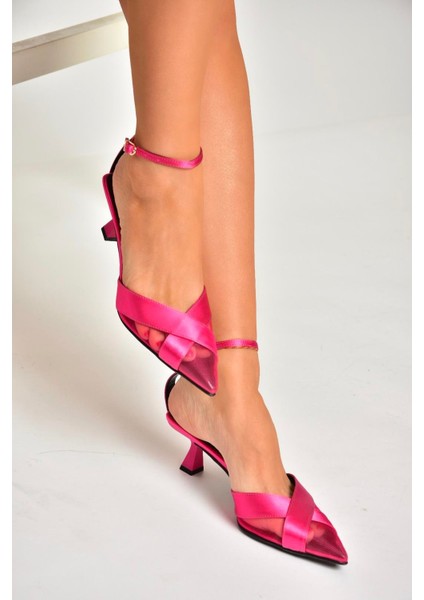 U654074204 Fuşya Kumaş Ince Topuklu Kadın Ayakkabı modelleri