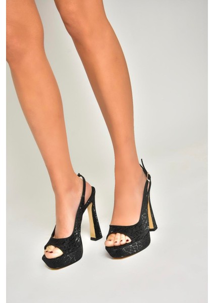 U246483014 Siyah Sim Kalın Topuklu Kadın Abiye Ayakkabı modelleri