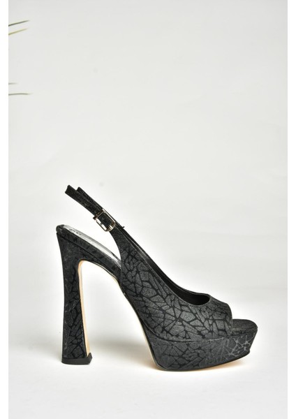 U246483014 Siyah Sim Kalın Topuklu Kadın Abiye Ayakkabı indirimleri
