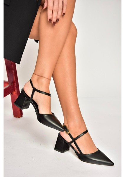 U998144909 Siyah Kalın Topuklu Kadın Ayakkabı modelleri