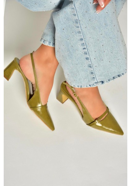 U654078709 Yeşil Kalın Topuklu Kadın Ayakkabı modelleri