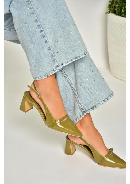 U654078709 Yeşil Kalın Topuklu Kadın Ayakkabı indirimleri