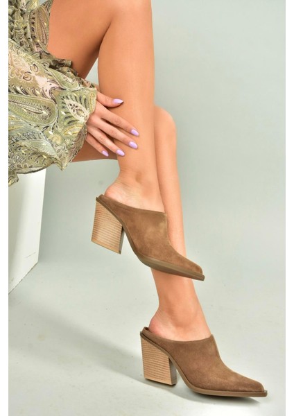 U654806102 Vizon Hakiki Deri Süet Western Topuklu Ayakkabı fırsatları