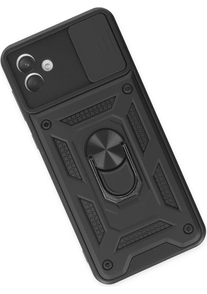 Samsung Galaxy A04 Kılıf Pars Lens Yüzüklü Silikon - Siyah Zrnet