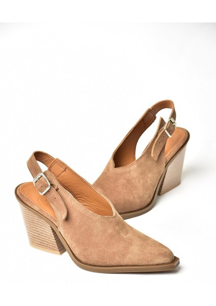 U654304102 Vizon Hakiki Deri Süet Western Topuklu Ayakkabı modelleri