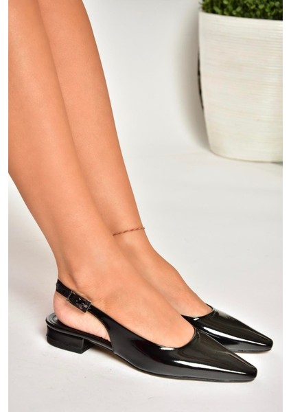 U404602208 Siyah Rugan Alçak Topuklu Kadın Ayakkabı modelleri