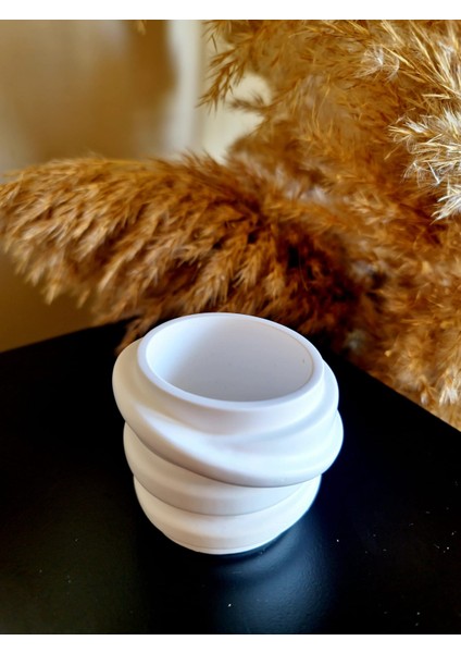 7*7 cm Çizgili Dekoratif Obje & Kalemlik & Vazo - Beyaz fiyatları