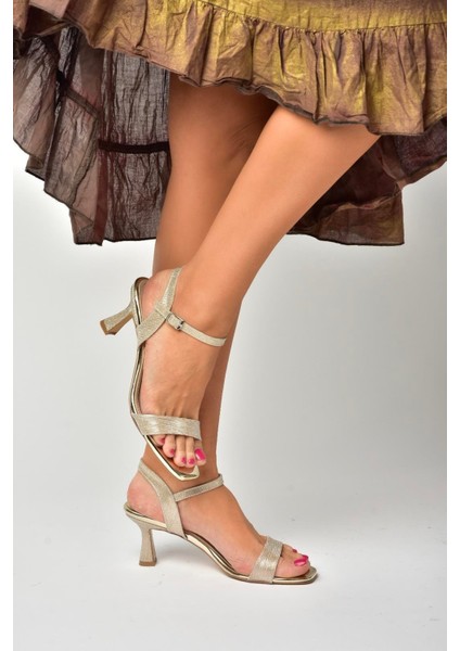 U569519914 Altın Sim Topuklu Kadın Ayakakbı