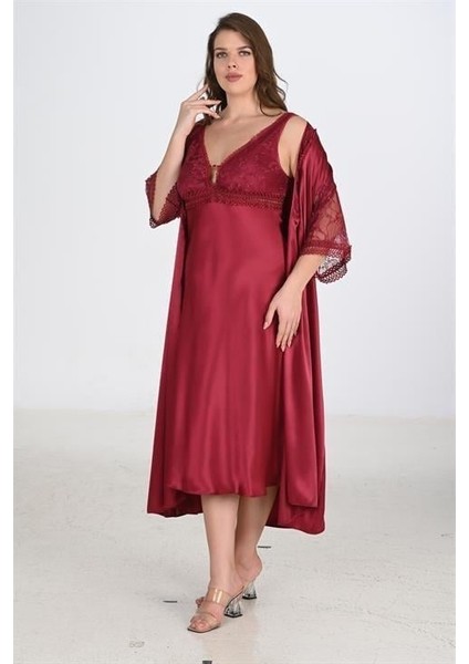 2li Bordo Sabahlık Takımı Bigsize 6229 fiyatları