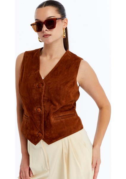 Kadı Hakiki Deri Süet Yelek modelleri