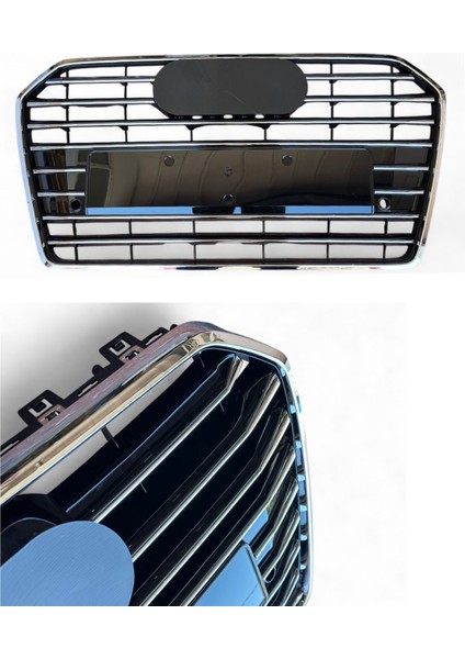 Ön Panjur Krom Çerçeve Krom Çizgili 7 Petek Parlak Siyah Tr Plakalık A6-S6 2014-2019