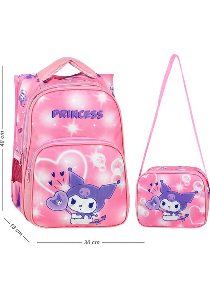 Tozpembe Ortopedik Kuromi Melody Temalı Yarasa Ilkokul Çantası ve Beslenme Çantası