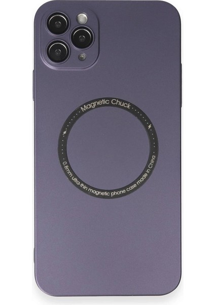 Apple iPhone 11 Pro Max Kılıf Jack Magneticsafe Lens Silikon - Mor Zrnet
