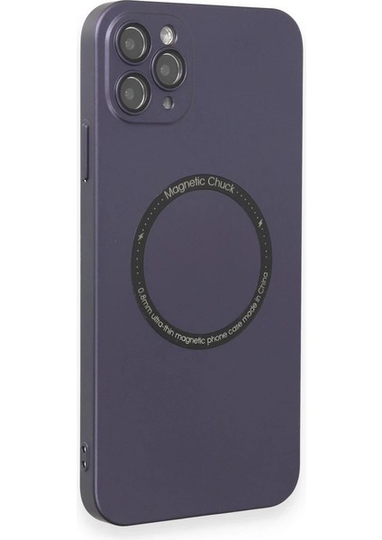 Apple iPhone 11 Pro Max Kılıf Jack Magneticsafe Lens Silikon - Mor Zrnet