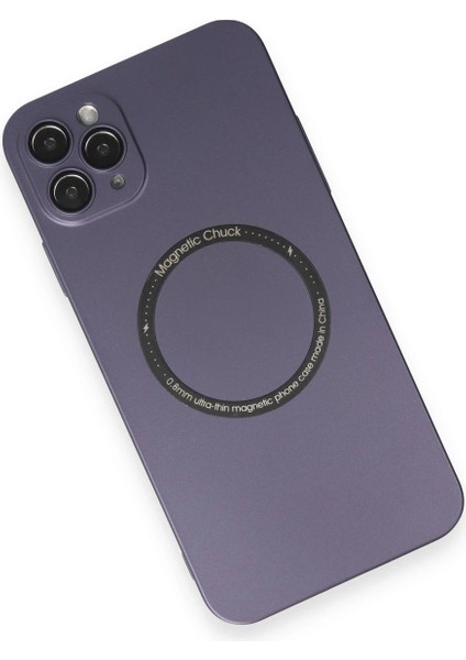 Apple iPhone 11 Pro Max Kılıf Jack Magneticsafe Lens Silikon - Mor Zrnet