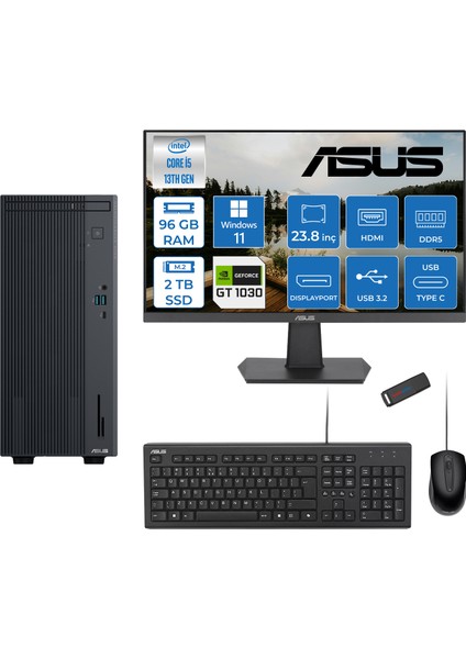 Expertcenter P500MV Intel Core I5-13420H 96GB Ddr5 2tb SSD WIN11HOME 4GB/GT1030 100HZ IPS 23.8" Mon Minitower Masaüstübilgisayar WH5136216512B0DH34+ZETTAUSBBELLEK