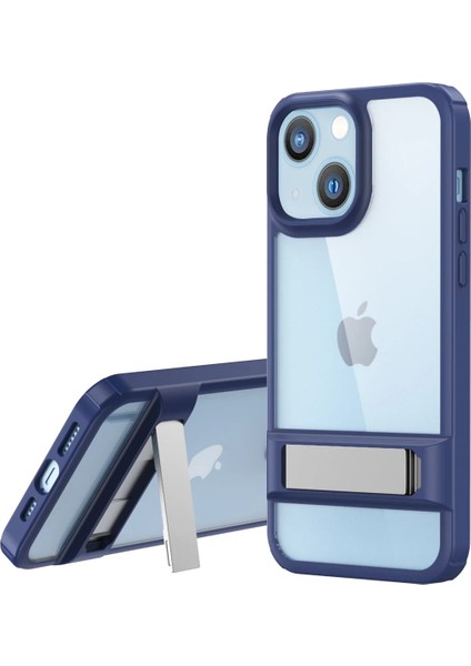 Apple iPhone 14 Plus Kılıf Rolet Stand Kapak - Lacivert Zrnet