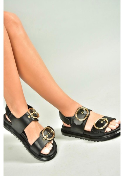 U725092109 Siyah Kadın Sandalet