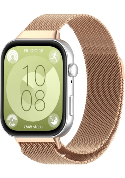 Huawei Watch Fit 3 / Fit 4 / Fit 4 Pro Uyum Metal Hasır Örgü Kordon Paslanmaz Milano Old Money Kayış