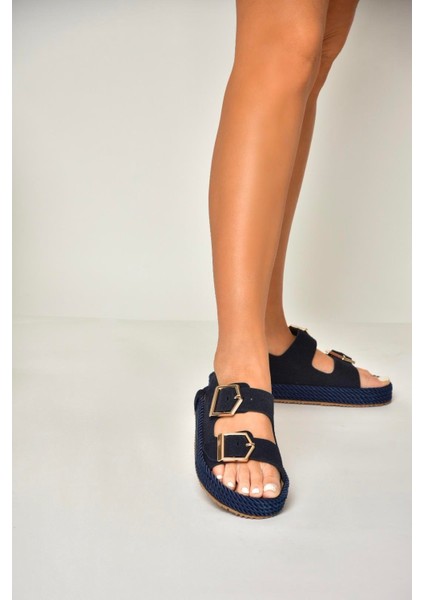 U596330302 Lacivert Süet Kadın Sandalet fiyatları
