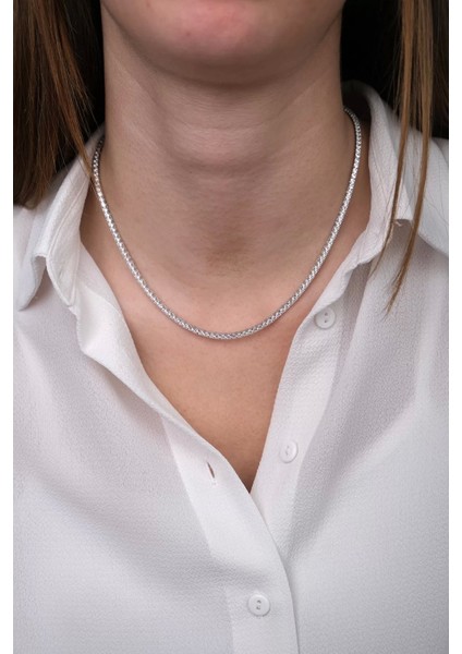 14 Ayar Beyaz Altın 3mm Su Yolu Kolye 645 modelleri