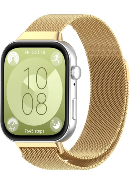 Huawei Watch Fit 3 / Fit 4 / Fit 4 Pro Uyum Metal Hasır Örgü Kordon Paslanmaz Milano Old Money Kayış