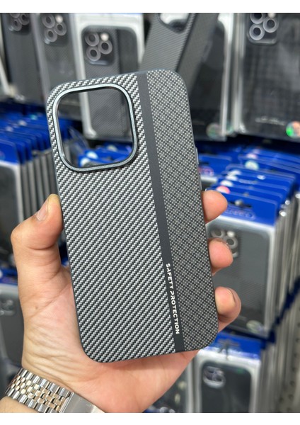 Iphone 14 Pro Uyumlu Magsefe Destekli Carbon Desenli Telefon Kılıfı
