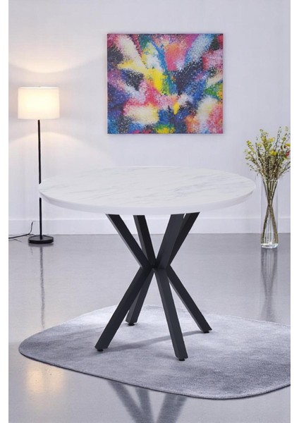 Göksu Yuvarlak Lak Panel Mutfak Masası 100CM
