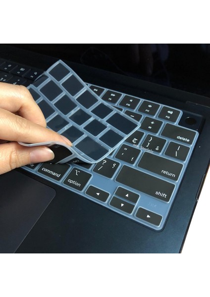 Arapça Klavye Koruyucu Macbook Air-Pro M1-M2-M3 (Touchıd'li) A2681 A3113 A2941 A3114 A2442 A2779 A2992 A2918 A2485 A2780 A2991 Us Enter ile Uyumlu