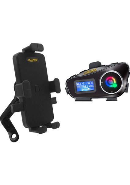 Q58 Max Kask Kulaklık Interkom + Motosiklet Telefon Tutacağı