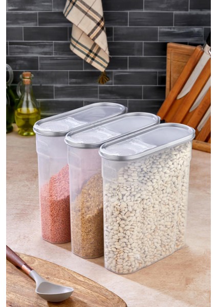 Erzak Bakliyat Kiler Saklama Kabı 6 Adet Set Lüks Şık Kutu Çeyiz Seti 6lt Gri Kapaklı fırsatları