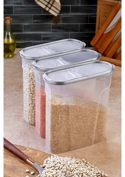 Erzak Bakliyat Kiler Saklama Kabı 6 Adet Set Lüks Şık Kutu Çeyiz Seti 6lt Gri Kapaklı indirimleri