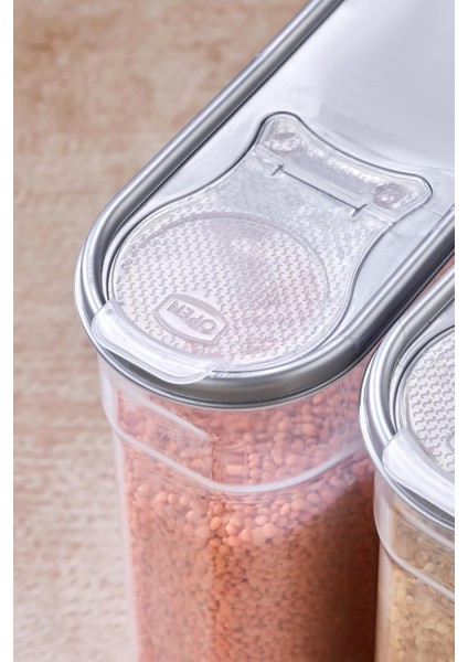 Erzak Bakliyat Kiler Saklama Kabı 6 Adet Set Lüks Şık Kutu Çeyiz Seti 6lt Gri Kapaklı