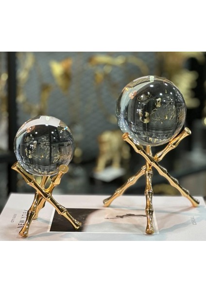 Dekoratif Kristal Bambu Gold Cam Obje