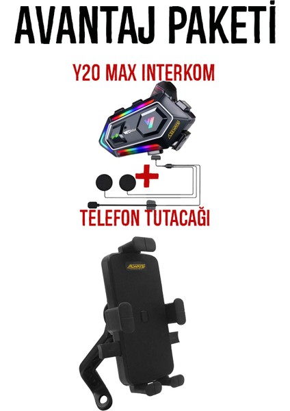 Y20 Max Kask Kulaklık Interkom + Motosiklet Telefon Tutacağı fiyatları