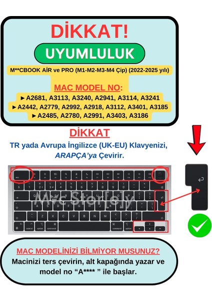 Macbook Air Pro Klavye Kılıfı Arapça Baskı M1-M2-M3 A2681 A2941 A2442 A2779 A2992 A2918 A2485 A2780 A2991 ile Uyumlu