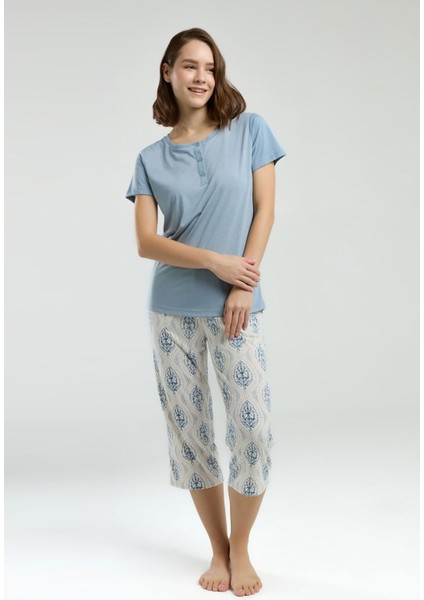 3258 Kadın Kapri Pijama Takım