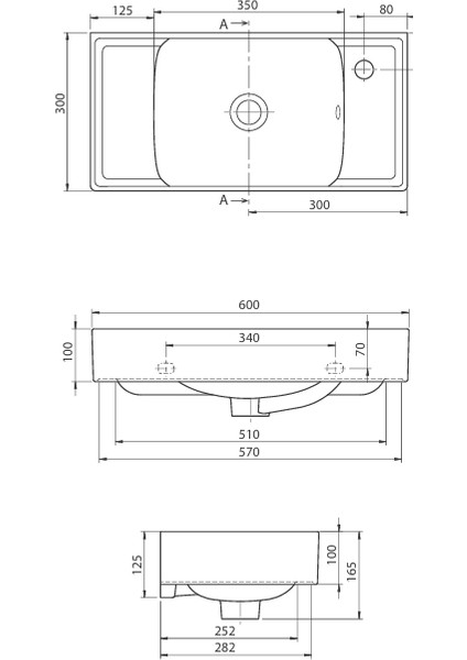 Mat Gri Sharp 60X30 cm Sağ Delikli Etajerli Lavabo fiyatları