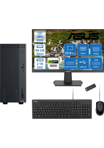 Expertcenter P500MV Intel Core I5-13420H 96GB Ddr5 2tb SSD Freedos 6GB/RTX3050 100HZ IPS 23.8" Mon Minitower Masaüstübilgisayar WL5136216512B0DF34+ZETTAUSBBELLEK