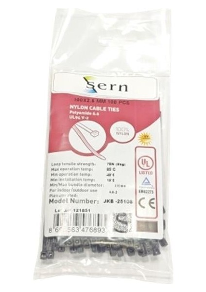 10 cm Siyah Kablo Bağı 2,5 mm Plastik Kelepçe - 100 Adet - Nylon Kablo Düzenleyici