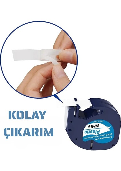 Dymo Letratag Plastik Şerit (12 mm x 4 Mt) Beyaz