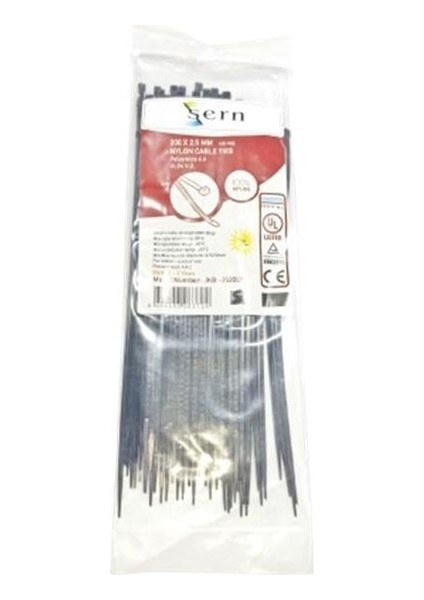 20CM Siyah Kablo Bağı 2,5 mm Plastik Kelepçe - 100 Adet - Nylon Kablo Düzenleyici