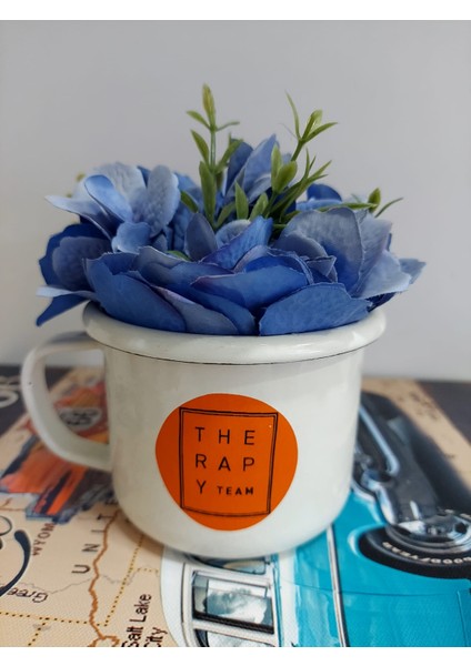 Çelik Sac Üzeri Emaye Kaplama Kupa Saksılı Yapay Çiçek The Rap Y Team 1 Adet modelleri