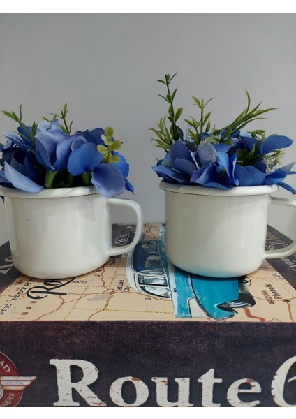 Çelik Sac Üzeri Emaye Kaplama Kupa Saksılı Yapay Çiçek The Rap Y Team 1 Adet indirimleri