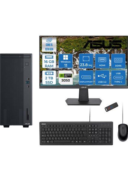 Expertcenter P500MV Intel Core I5-13420H 16GB Ddr5 2tb SSD WIN11HOME 6GB/RTX3050 100HZ IPS 23.8" Mon Minitower Masaüstü Bilgisayar WL5136216512B0DH04+Zettausbbellek